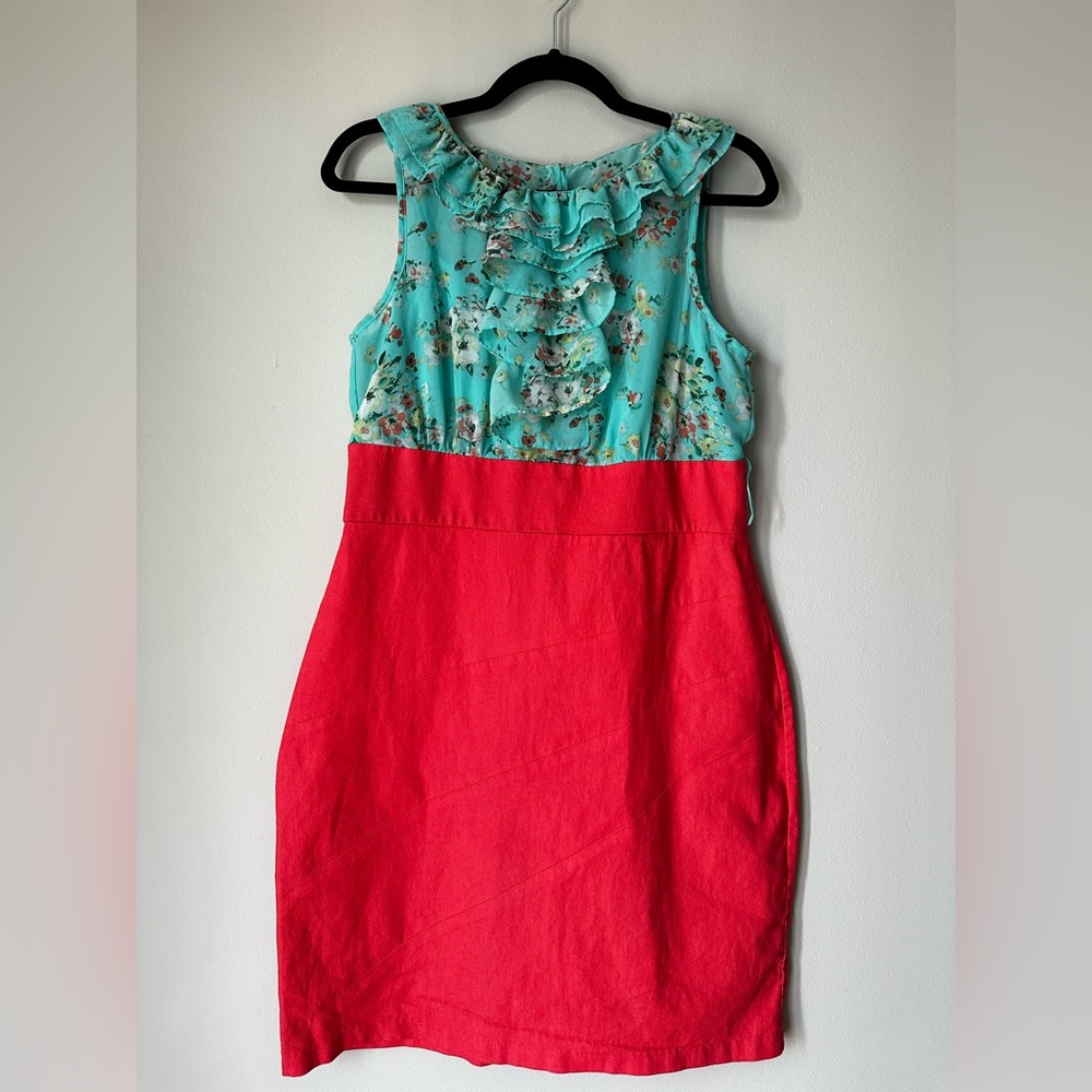ALYX Petite Colorful Midi Dress Size 8 Floral, Green,Turquoise, Aqua, Orange